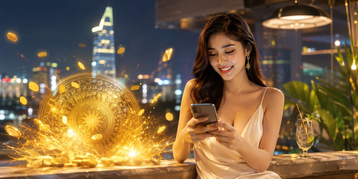 Người dùngtại Thành phố Hồ Chí Minh chơi casino trực tuyến trên điện thoại với hiệu ứng ánh đèn neon