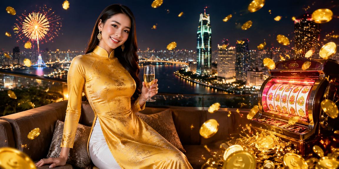 Người dùng TP. Hồ Chí Minh chơi slot game trong trang phục áo dài