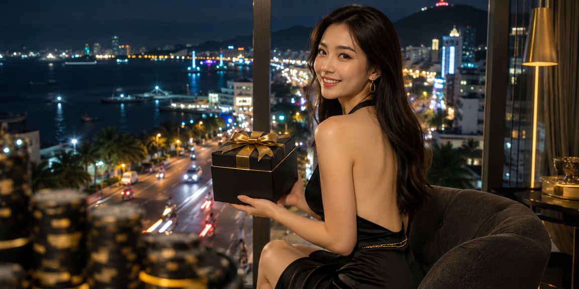 Khung cảnh đêm neon tại Vũng Tàu với người chơi thể thao trực tuyến qua thiết bị di động